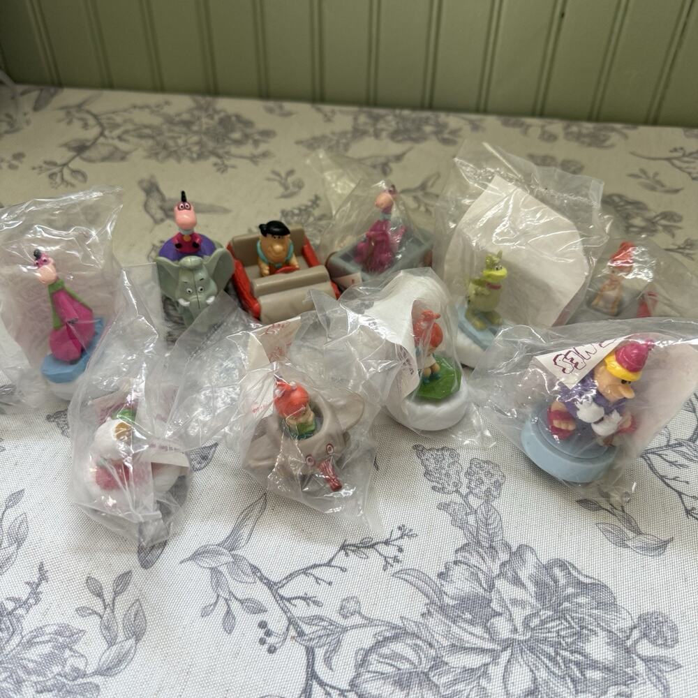 Vtg FLINTSTONES Denny's 90s Glacier Gliders Vehicles Lot 10 Toys RARE New Used